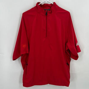 Adidas Men's Red Climaproof Wind Shortsleeve 1/4 Zip Pullover Shirt Size Large